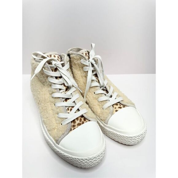 DOLCE VITA Sneakers Womens High Top Veola Plush Size 8.5 Fur Faux Calf Hair - Picture 3 of 10